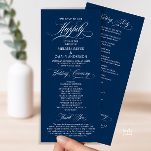Elegant Wedding Ceremony Order, Classy Navy Blue Program