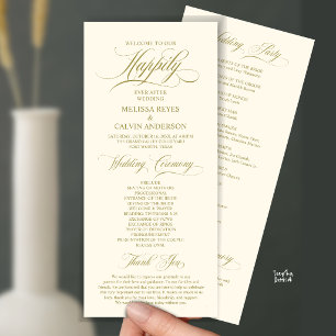 Elegant Wedding Ceremony Order, Classy Yellow Gold Program