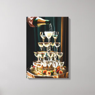 Elegant Wedding Champagne Fountain Canvas Print