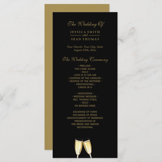 Elegant Wedding Champagne Program (Front/Back)