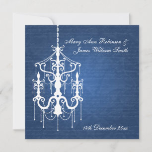 Elegant Wedding Chandelier Blue Invitation