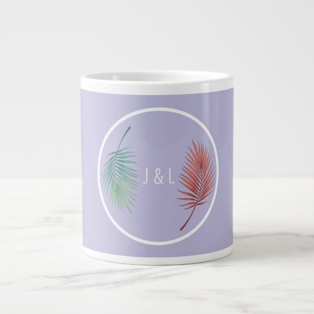 Elegant wedding classic stylized "J & L" monogram Large Coffee Mug (Front)