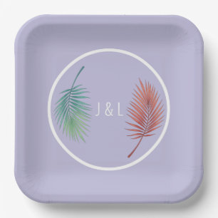 Elegant wedding classic stylized "J & L" monogram Paper Plate