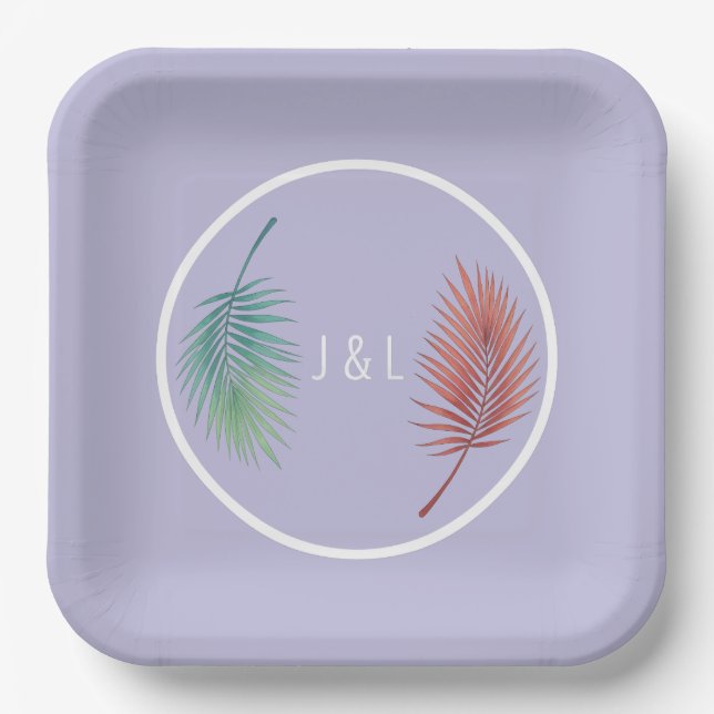 Elegant wedding classic stylized "J & L" monogram Paper Plate (Front)