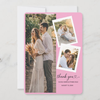 Elegant Wedding Collage Thank You Card