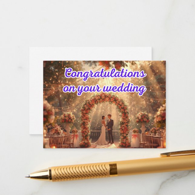 Elegant Wedding Congratulations Card (Front/Back In Situ)
