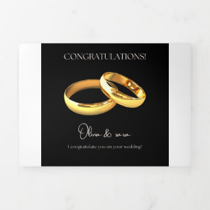 Elegant Wedding Congratulations Card – Gold Rings 