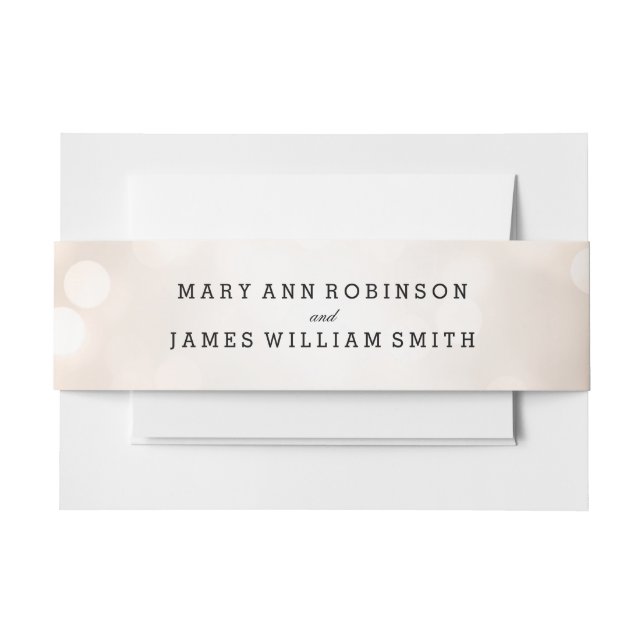 Elegant Wedding Copper Glitter Lights Invitation Belly Band (Front Example)