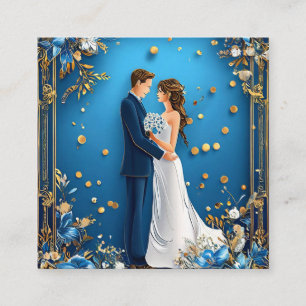 Elegant Wedding Couple Embracing with Floral Frame Enclosure Card