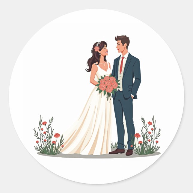 Elegant Wedding Couple Sticker (Front)