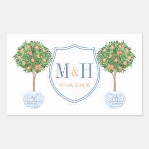 Elegant Wedding Crest Monogram Thank You Favour Sticker