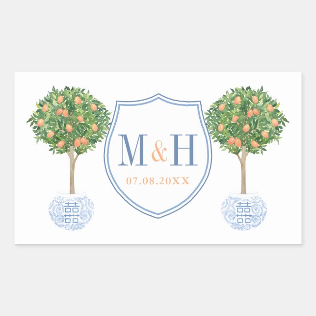 Elegant Wedding Crest Monogram Thank You Favour Sticker (Front)