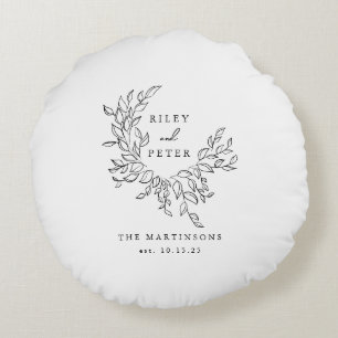 Elegant Wedding Crest Personalized Keepsake Round Pillow