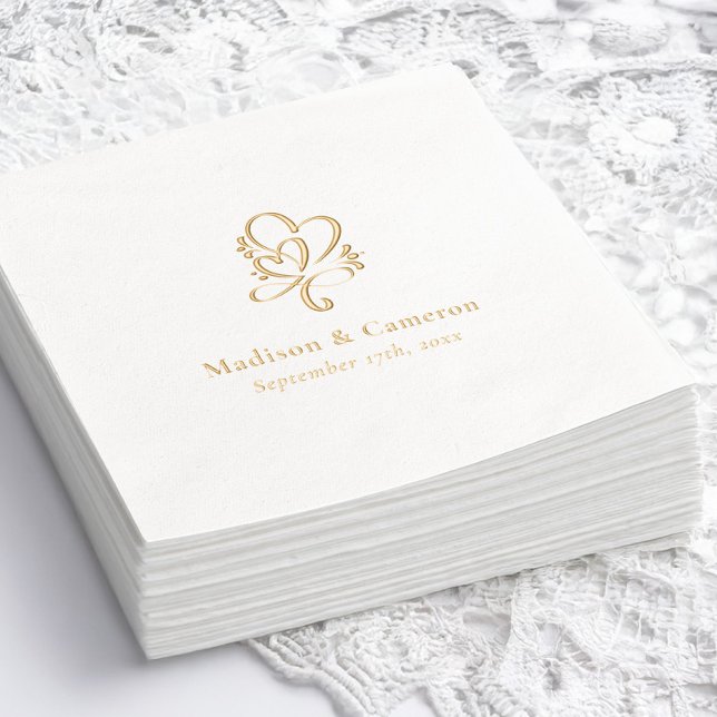 Elegant Wedding Custom Gold Foil Stamped Napkins (Creator Uploaded)