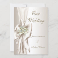 Elegant Wedding Damask Pearl Cream White Bow 2