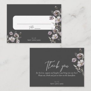 Elegant wedding dark grey watercolor thank you place card