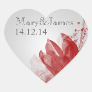 Elegant Wedding Date Beauty Of Nature Red Heart Sticker