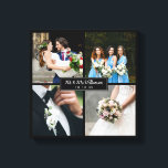 Elegant Wedding Day Photo Collage Canvas Print<br><div class="desc">Personalize with your four favourite wedding photos,  name and special date to create a unique photo collage,  memory and gift. A lovely keepsake to treasure! You can customize the background to your favourite colour. Designed by Thisisnotme©</div>