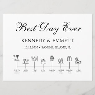 Elegant Wedding Day Timeline  Program