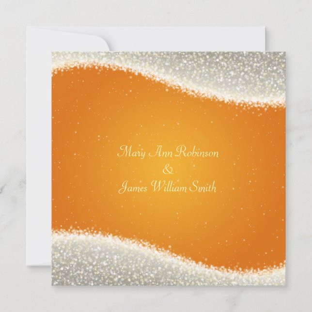 Elegant Wedding Dazzling Sparkles Orange Invitation (Front)