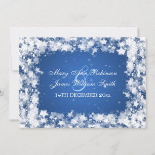 Elegant Wedding Dazzling Stars Blue Invitation