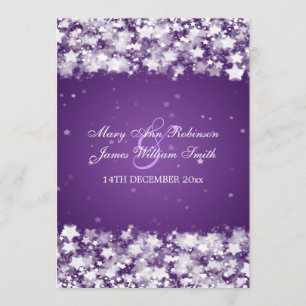 Elegant Wedding Dazzling Stars Purple Invitation