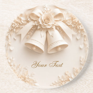 Elegant wedding design with bells and roses coaster