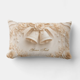 Elegant wedding design with bells and roses lumbar pillow