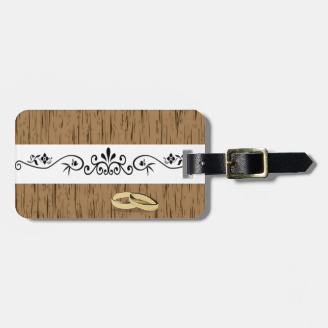 Elegant Wedding Design With Rings Luggage Tag (Front Horizontal)