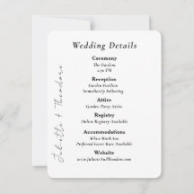 Elegant Wedding Details Card