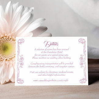 Elegant Wedding Details Card – Green Rose Filigree