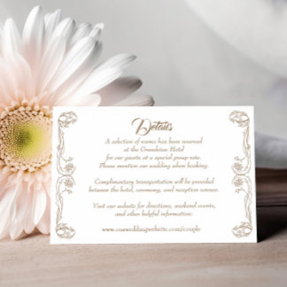 Elegant Wedding Details Card – Green Rose Filigree