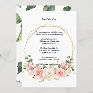 Elegant Wedding Details Card. Invitation