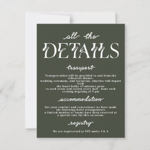 Elegant Wedding Details Card   Modern Typography