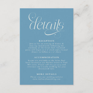 Elegant Wedding Details Denim Blue Enclosure Card