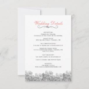Elegant WEDDING DETAILS ENCLOSURE CARD with Roses