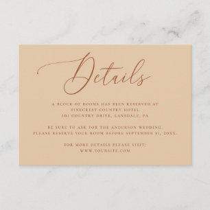 Elegant Wedding Details Peach Sand Accommodation Enclosure Card