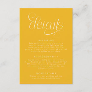 Elegant Wedding Details Yellow Enclosure Card