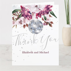 Elegant Wedding Disco Silver Thank You  Card