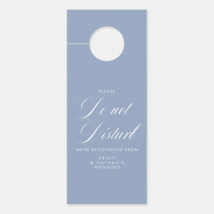 Elegant Wedding Do Not Disturb Dusty Blue Door Hanger