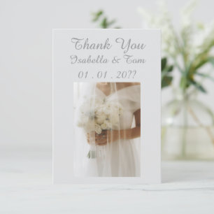 Elegant Wedding Dress and Veil Stationery Thank You Card