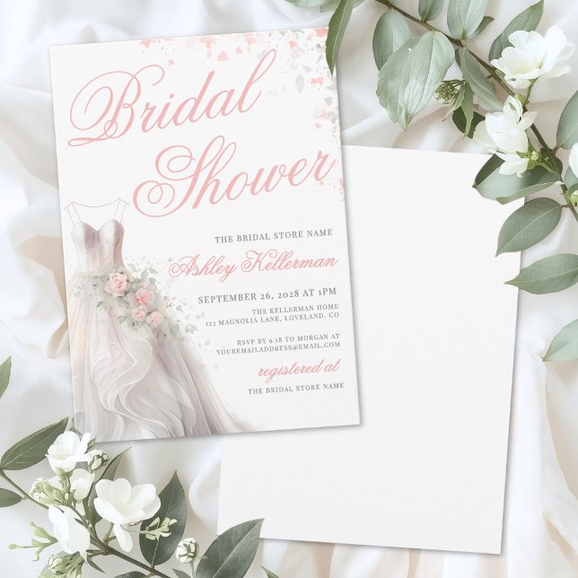 Elegant Wedding Dress Bridal Shower Invitation (Elegant Wedding Dress Bridal Shower Invitation)
