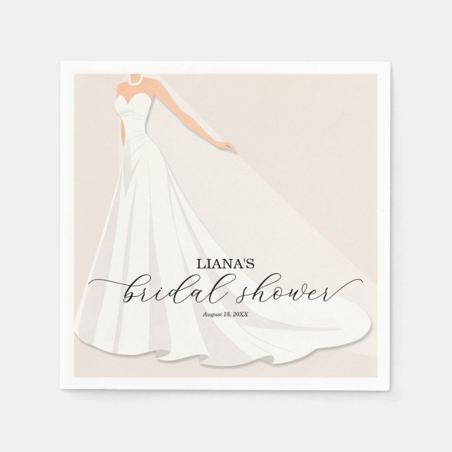Elegant Wedding Dress Bridal Shower Napkin (Front)