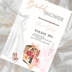 Elegant Wedding Dress Bridal Shower Party Invitation
