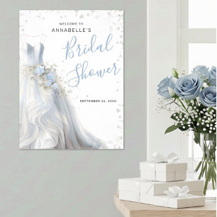 Elegant Wedding Dress Bridal Shower Welcome Sign