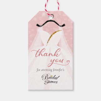 Elegant Wedding Dress Thank You Bridal Shower Gift Tags