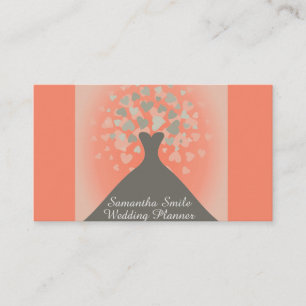 Elegant Wedding Dress with Hearts Wedding Planner Business Card