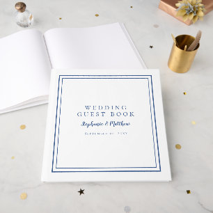 Elegant Wedding Dusty Blue & White Guest Book