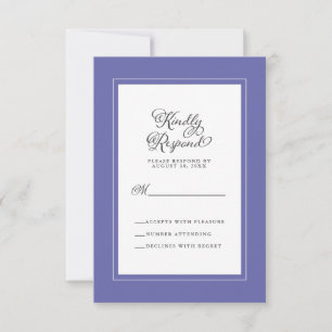 Elegant Wedding Enclosure Very Peri Blue & White RSVP Card