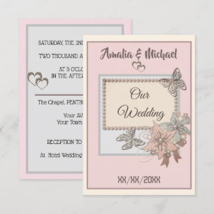 Elegant, wedding, engagement invitation, butterfly invitation